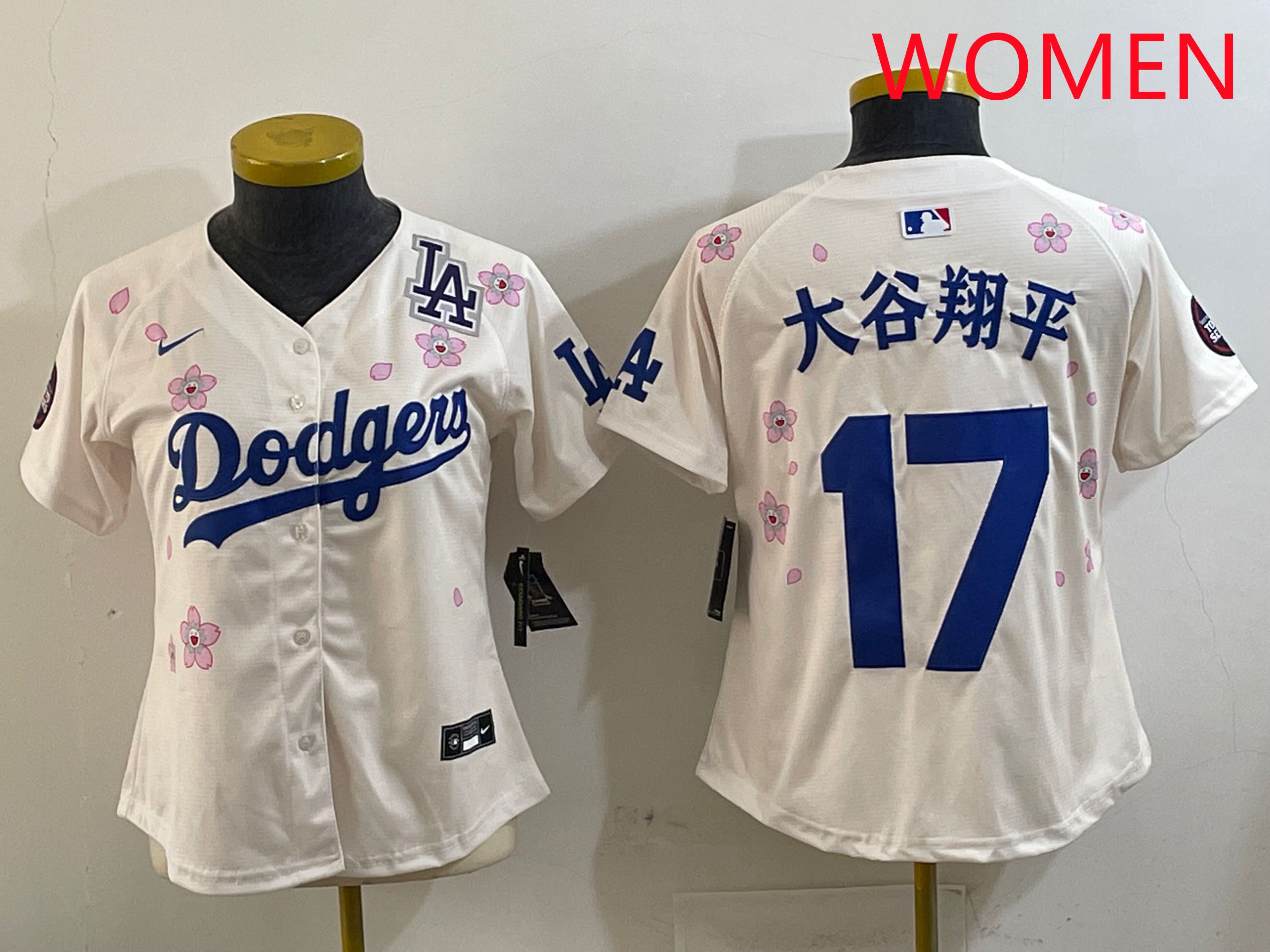 Women Los Angeles Dodgers #17 Ohtani Cream Sakura Edition 2025 Nike MLB Jersey style 19